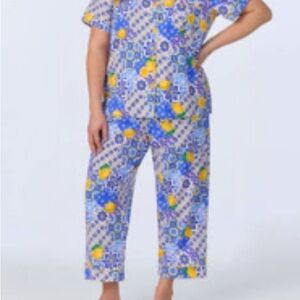 BedHead Blue and Yellow Majolica Cropped PJ’s